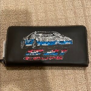 Coach Black and Silver Wallet The Car Acc zip around wallet